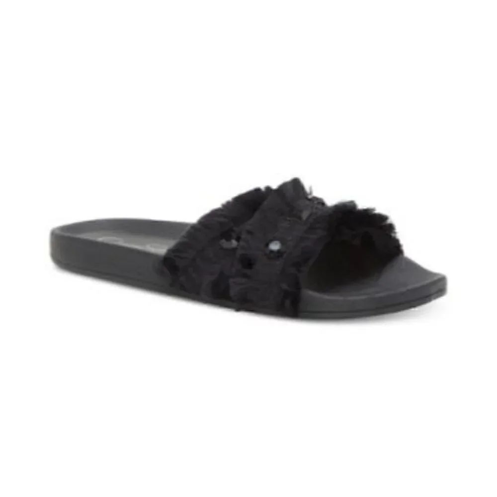 Jessica Simpson Women's Playah Sandals Black Cotton Weave 6M US